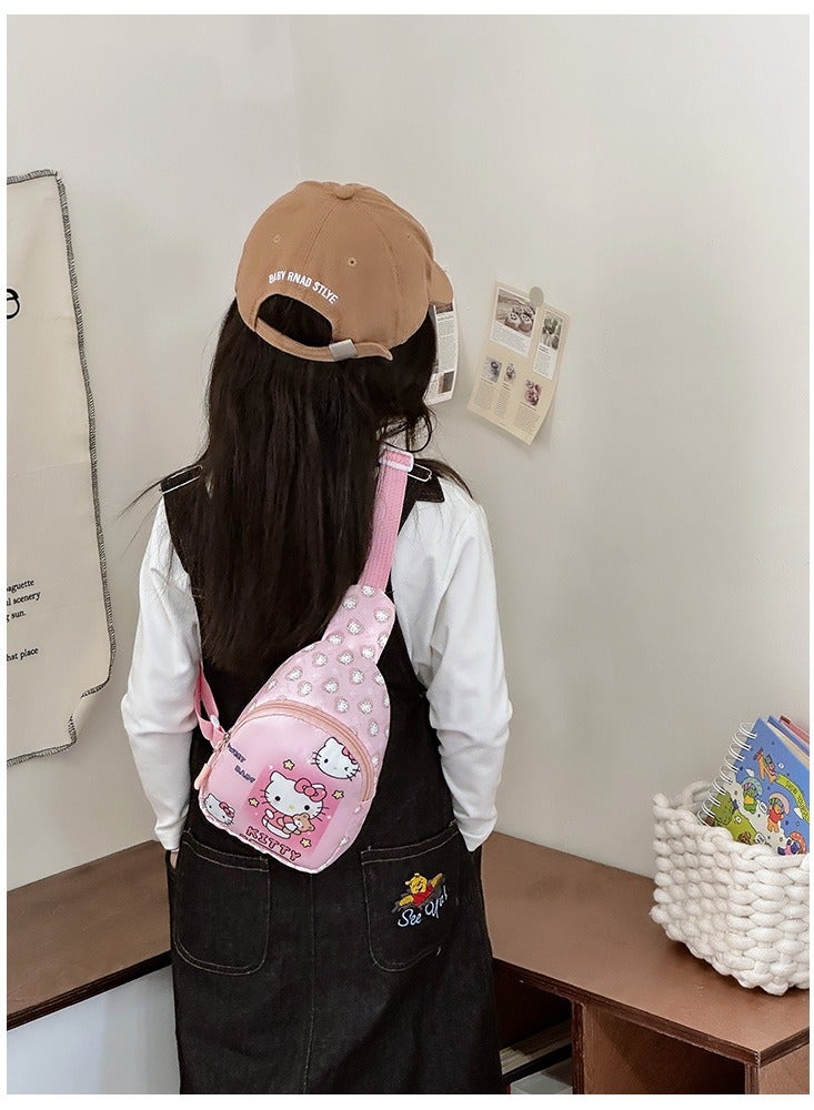 Sanrio Pink Hello Kitty Pattern Kids' Breathable, Sweat-Proof & Anti-Theft Crossbody Bag - Lightweight Sport Chest Bag with Cartoon Print, Mini Waist Pack for Elementary Students - Image 4