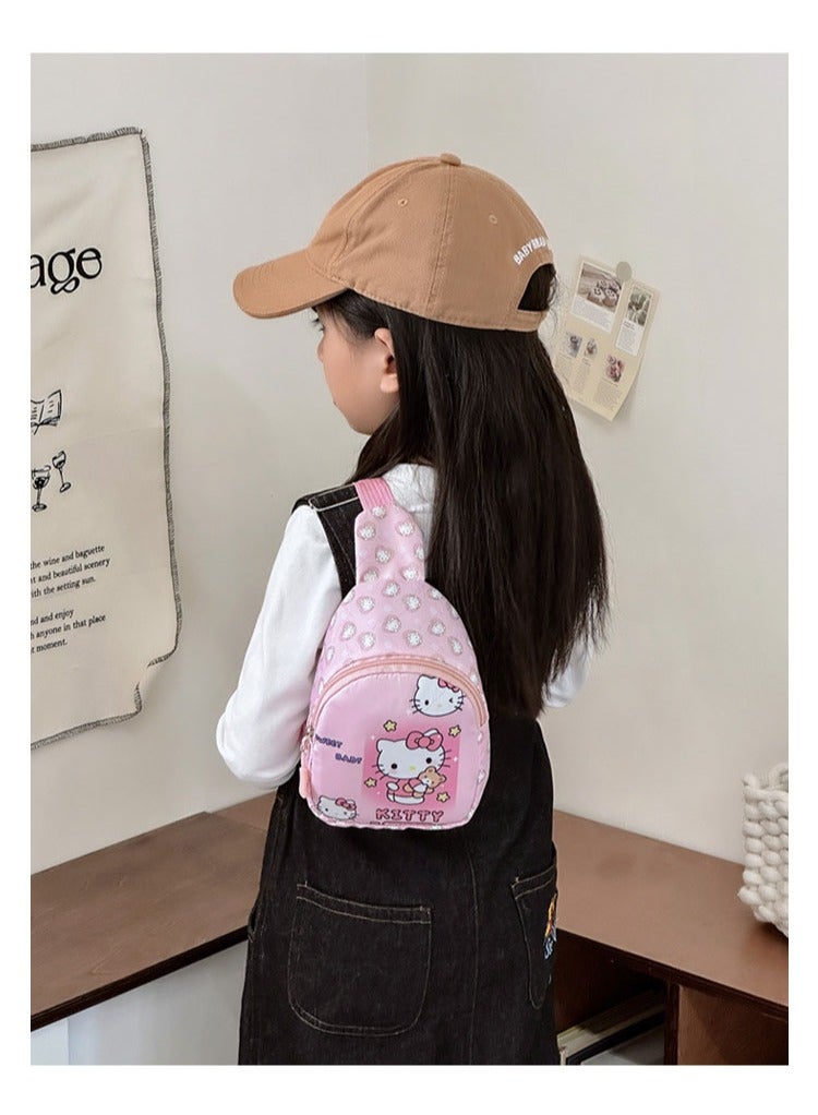 Sanrio Pink Hello Kitty Pattern Kids' Breathable, Sweat-Proof & Anti-Theft Crossbody Bag - Lightweight Sport Chest Bag with Cartoon Print, Mini Waist Pack for Elementary Students - Image 3