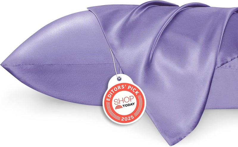 Bedsure Satin Pillowcase 2 Pack Similar to Silk Pillow Cases Standard Size, Pillow Case for Sleeping Women with Envelope Closure, Gifts for Women Men, Lilac, 20x26 Inches, 2pcs - Image 1