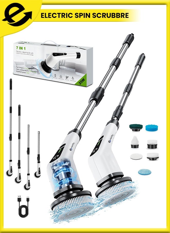 Eoptify Cordless Electric Spin Scrubber Cleaning Brush with 7 Replaceable Brush Heads,& Adjustable Extension Arm up to 4ft 2 Speed Bathroom, Shower, Floor, Tile,Easy to Use & Rechargeable - Image 1