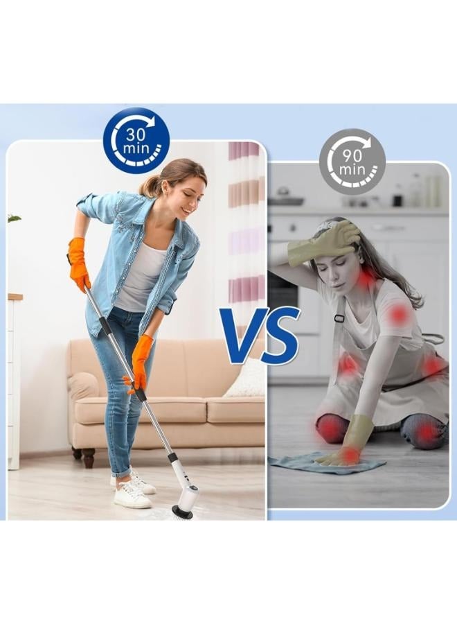 Eoptify Cordless Electric Spin Scrubber Cleaning Brush with 7 Replaceable Brush Heads,& Adjustable Extension Arm up to 4ft 2 Speed Bathroom, Shower, Floor, Tile,Easy to Use & Rechargeable - Image 1