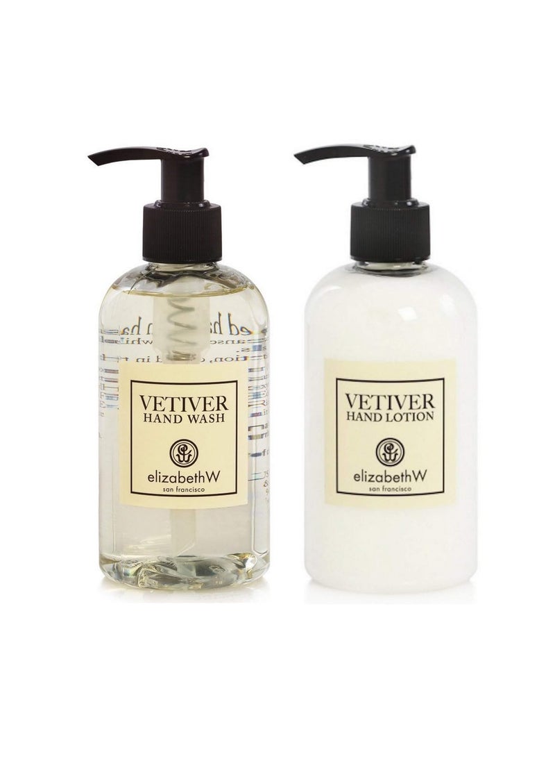 elizabeth W Elizabeth W Vetiver Hand Lotion and Hand Wash Featuring a Gute Cosmetic Carrying Bag 3 Piece Bundle 8 Ounces Each 