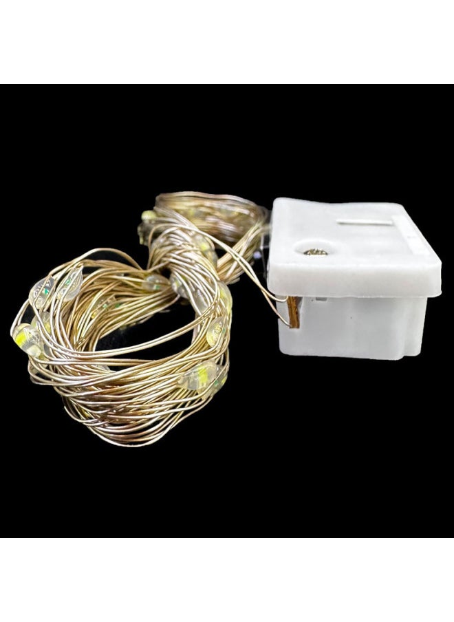 ماركة غير محددة أضواء ملونة لولبية صندوق أبيض صغير LED سلك نحاسي مصباح عطلة زهور رأس مشبك هدية سلسلة ضوء جو أضواء زخرفية مضيئة-اللون: أخضر-المواصفات: 3 متر  - Image 3