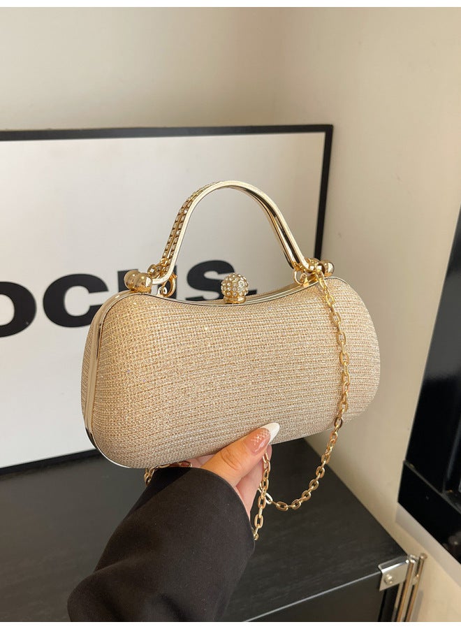 Handbag Women's 2025 Fashion Evening Bag Elegant Socialite Chanel Style Bag High-grade Chain Shoulder Bag-Color:Silver  - Image 2