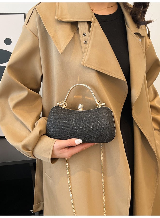 Handbag Women's 2025 Fashion Evening Bag Elegant Socialite Chanel Style Bag High-grade Chain Shoulder Bag-Color:Silver  - Image 3