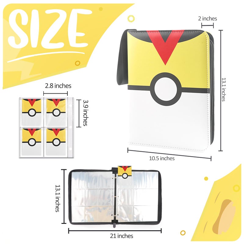 Easyfun 900 - Pockets Trading Card Binder with Removable 50 Sleeves, Card Collector Album with Zipper, Portable Card Holder Book Fits Sports Card, Game Card - Yellow - Image 2