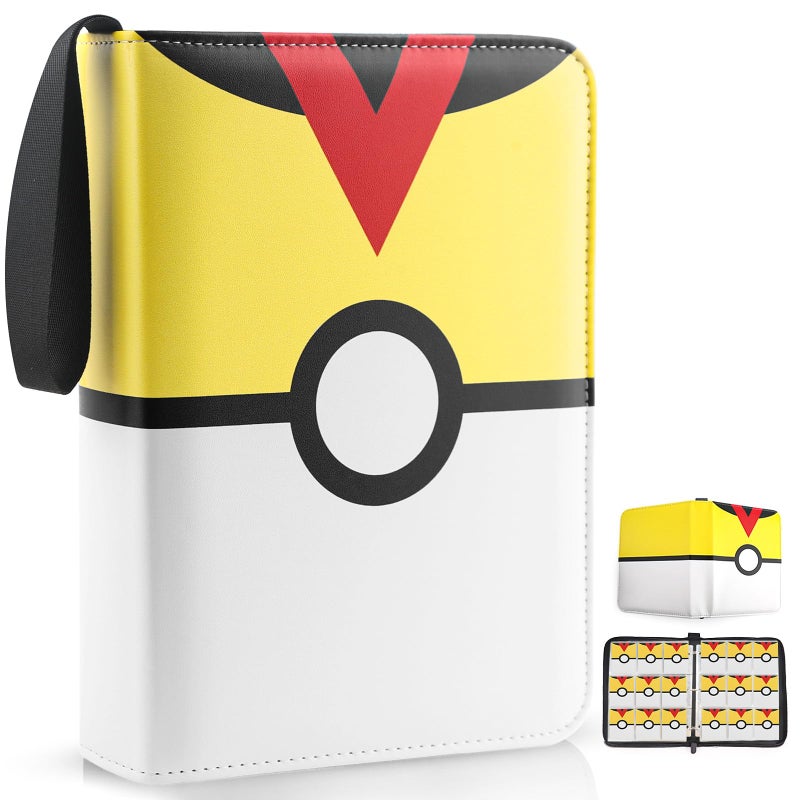 Easyfun 900 - Pockets Trading Card Binder with Removable 50 Sleeves, Card Collector Album with Zipper, Portable Card Holder Book Fits Sports Card, Game Card - Yellow - Image 1