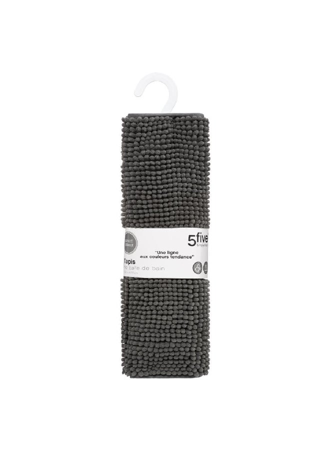 Five Simply Smart Anti-Slip Rectangular Chenille Bath Mat Grey 50 x 80 cm 138043H - Image 4