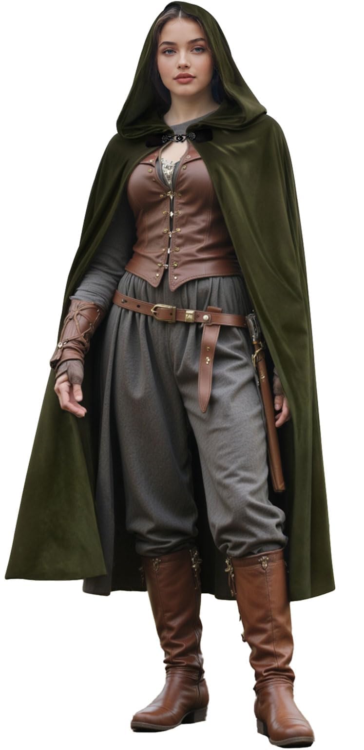 HOMELEX Renaissance Hooded Cloak Halloween Medieval Costume Cosplay Short Cape for Men and Women - Image 1