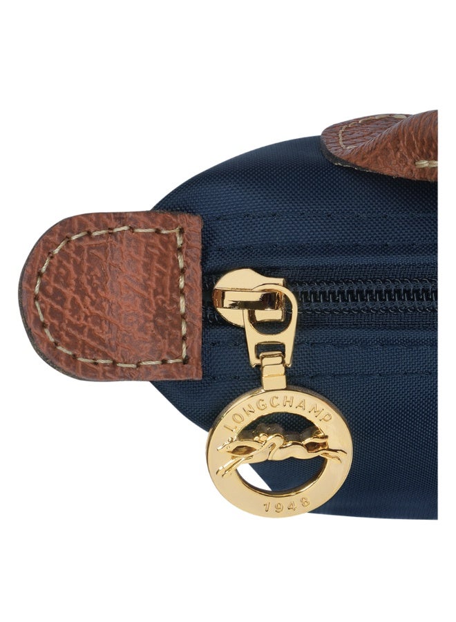 Mini Dual-Use Handheld & Crossbody Bag, Water-Resistant Nylon with Leather Trim, Navy Blue - Image 5