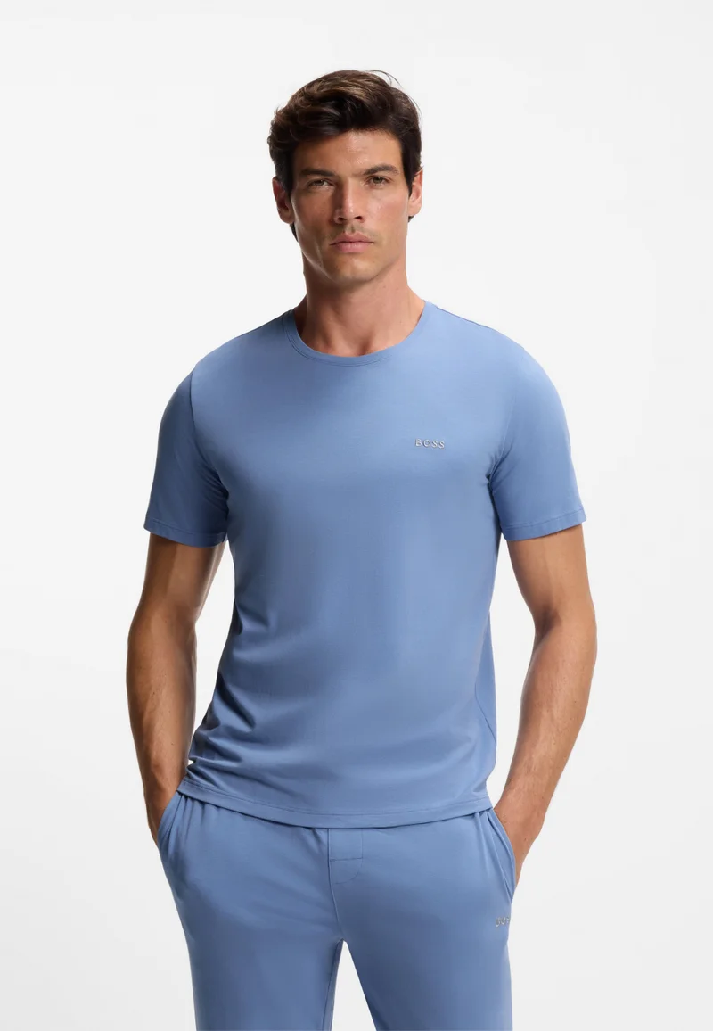 BOSS Stretch-cotton T-shirt with embroidered logo