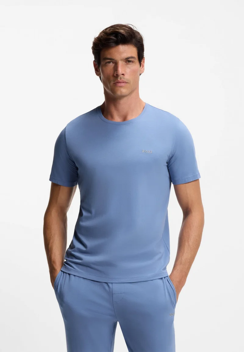 بوس تيشيرت قطن مطاطي بشعار مطرز