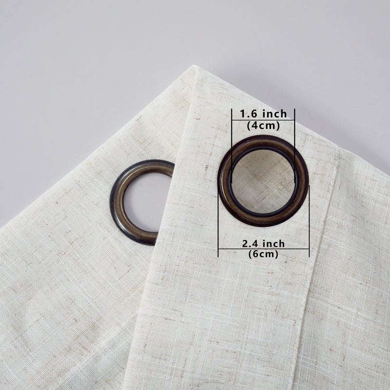 KOUFALL Natural Linen Curtains 63 Inch Length for Living Room 2 Panels Bronze Gommet Light Filtering Semi Sheer Curtain for Bedroom Kitchen Cream - Image 5