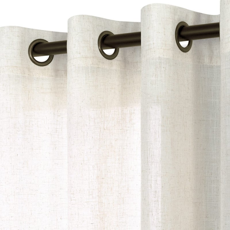 KOUFALL Natural Linen Curtains 63 Inch Length for Living Room 2 Panels Bronze Gommet Light Filtering Semi Sheer Curtain for Bedroom Kitchen Cream - Image 1