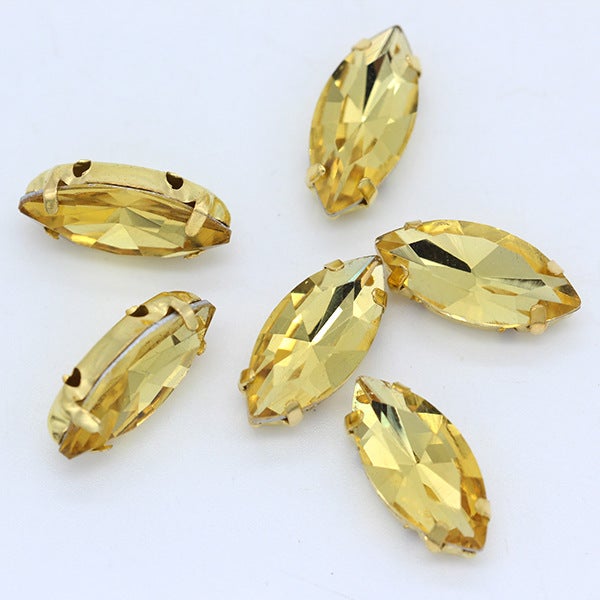 Wholesale horse eye crystal glass claw drill multi-specification hand-stitched claw drill DIY clothing wedding dress bag shoes accessories Golden 