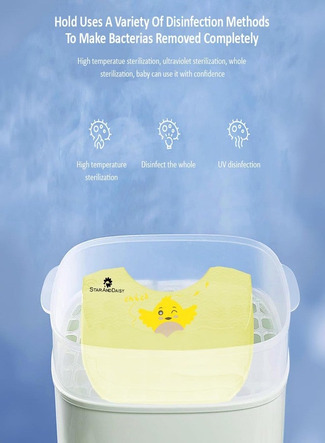 StarAndDaisy Reusable Silicone Baby Bib with Adjustable Buttons for Mess-Free Feeding, Weaning, and Easy Cleaning and Waterproof. (Printed-White) - Image 4