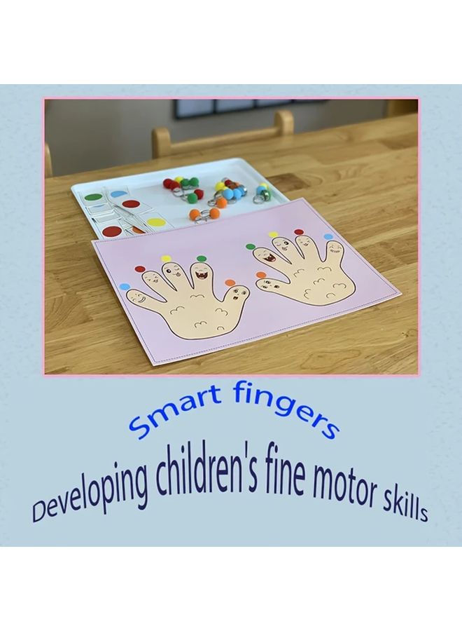 لعبة ذكاء الأصابع لمطابقة الألوان مع 20 حلقة و20 بطاقة لتطوير المهارات الحركية الدقيقة - Image 2