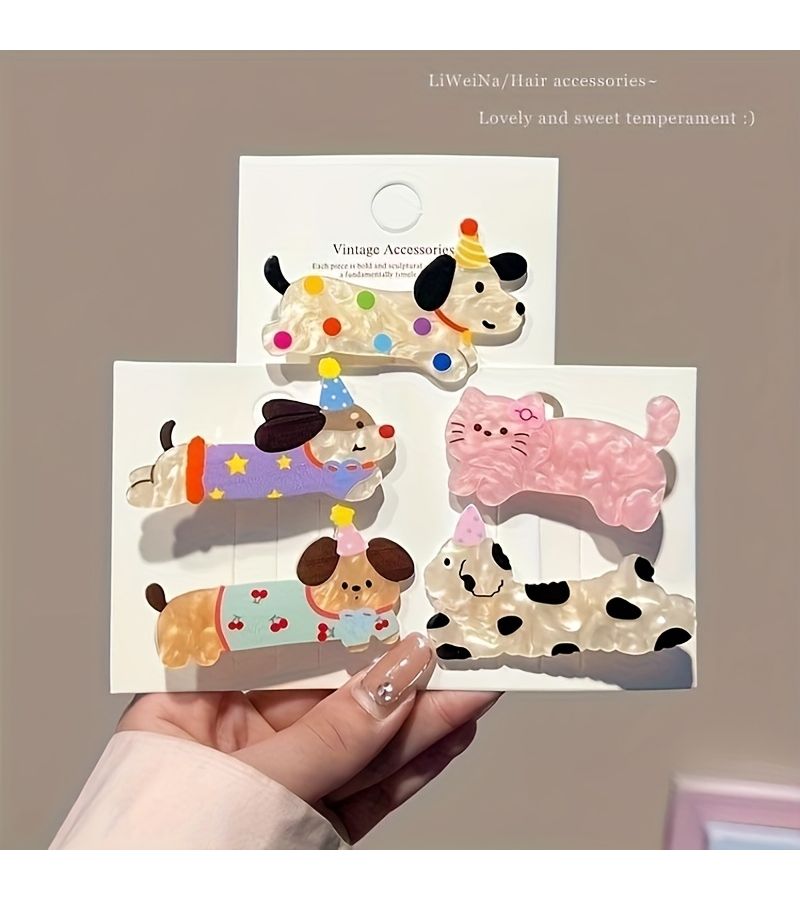 3pcs Puppy Hair Clips Cute Cartoon Animal Hair Clip Set Sweet Hair Accessories - Image 3