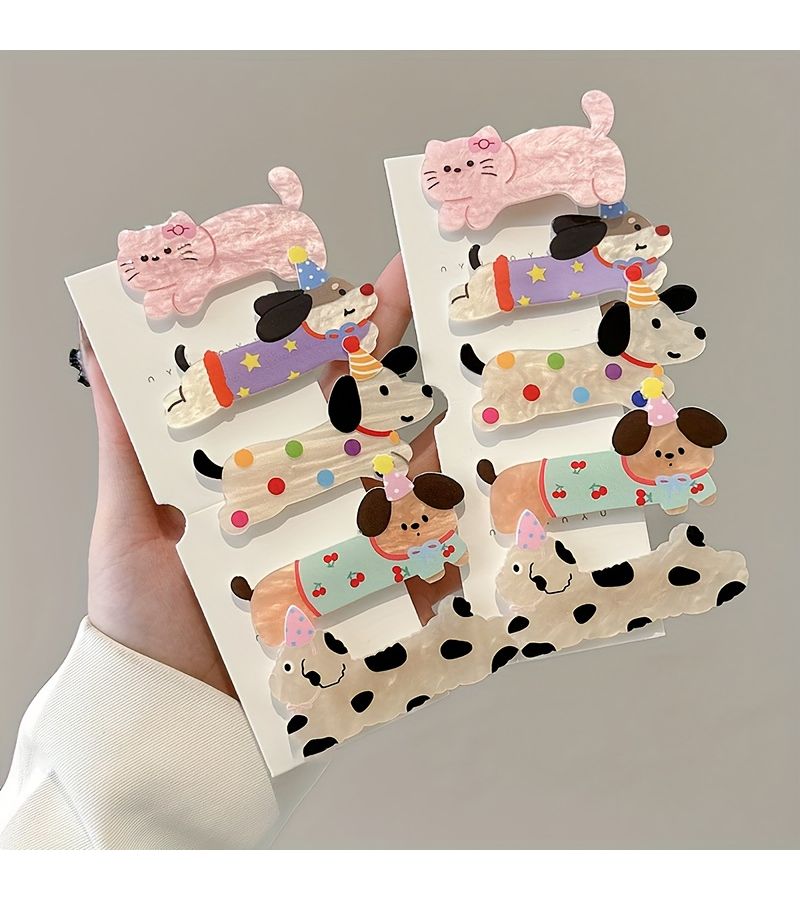 3pcs Puppy Hair Clips Cute Cartoon Animal Hair Clip Set Sweet Hair Accessories - Image 5