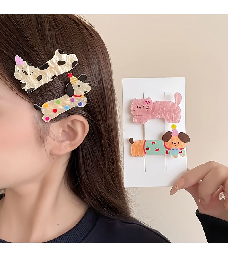 3pcs Puppy Hair Clips Cute Cartoon Animal Hair Clip Set Sweet Hair Accessories - Image 2