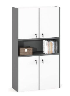 Neo Front Neo Front MDF Storage Cabinet: Four-Door Office and Home Storage with Key Locker and Open Shelves TC-W017 
