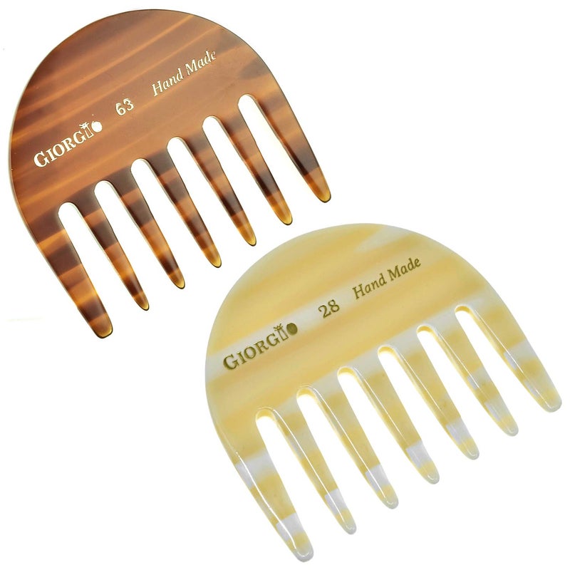 Giorgio G28 G63 Small Travel Purse Detangling Comb Wide Teeth Pocket Comb for Thick Curly Wavy Hair Detangler Combs for Wet or Dry Hairs Handmade SawCut and Hand Polished