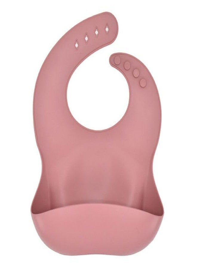 Recluse Soft Pink Silicone Baby Bib with Deep Food Catcher Pocket –100% Waterproof & BPA-Free Food-Grade Silicone Toddler Bibs – Adjustable Neck Snap Buttons Mess-Free Reusable & Dishwasher Safe Bib - Image 1