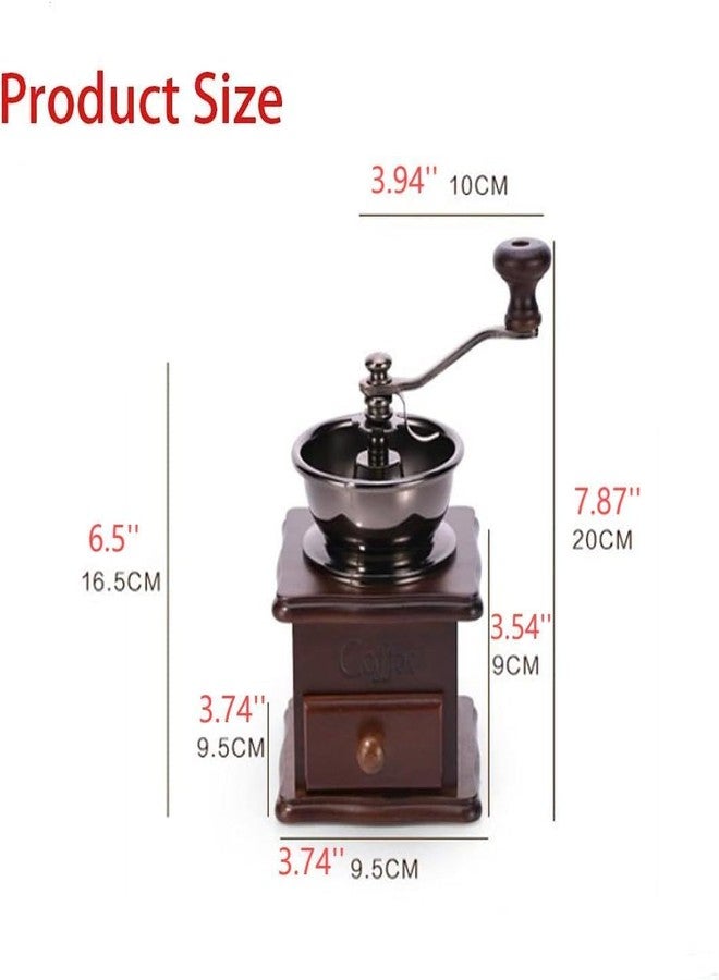 Eitonbu Wooden Manual Coffee Grinder Vintage Style Hand Coffee Mill Burr Coffee Grinder with Ceramic Hand Crank,Wooden Manual Coffee Grinder Cleaning Brush (Dark Brown Upgraded Version) - Image 2
