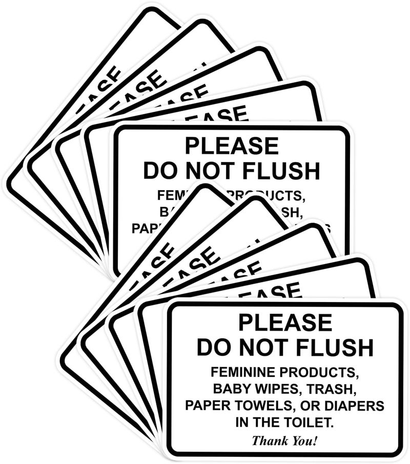 All Quality Classic Framed Please Do Not Flush Thank You Bathroom Etiquette Sign - 6" x 8" (White) 10 Pack - Image 1