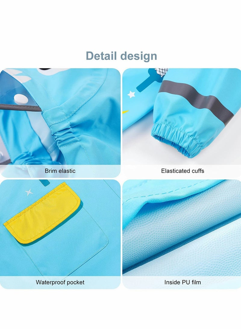 Excefore Kids RainCoat, Reusable Children's raincoats, 3D Cartoon Kids Rain Jacket with Storage Backpack - Image 5