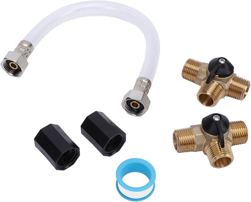 مجموعة تجاوز سخان المياه للمركبات الترفيهية مع صمامات تي نحاسية وأنبوب معزز لسباكة الشتاء - Image 5