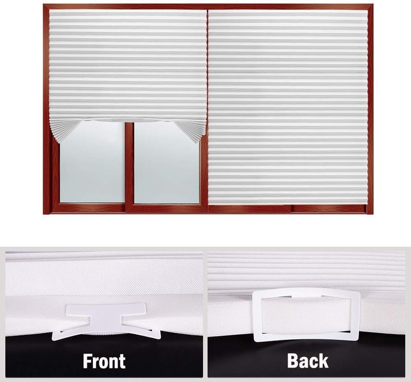 LUCKUP 3 Pack Cordless Light Filtering Pleated Fabric Shade,Easy to Cut and Install, with 6 Clips (48"x72" - 3 Pack, White) … - Image 3