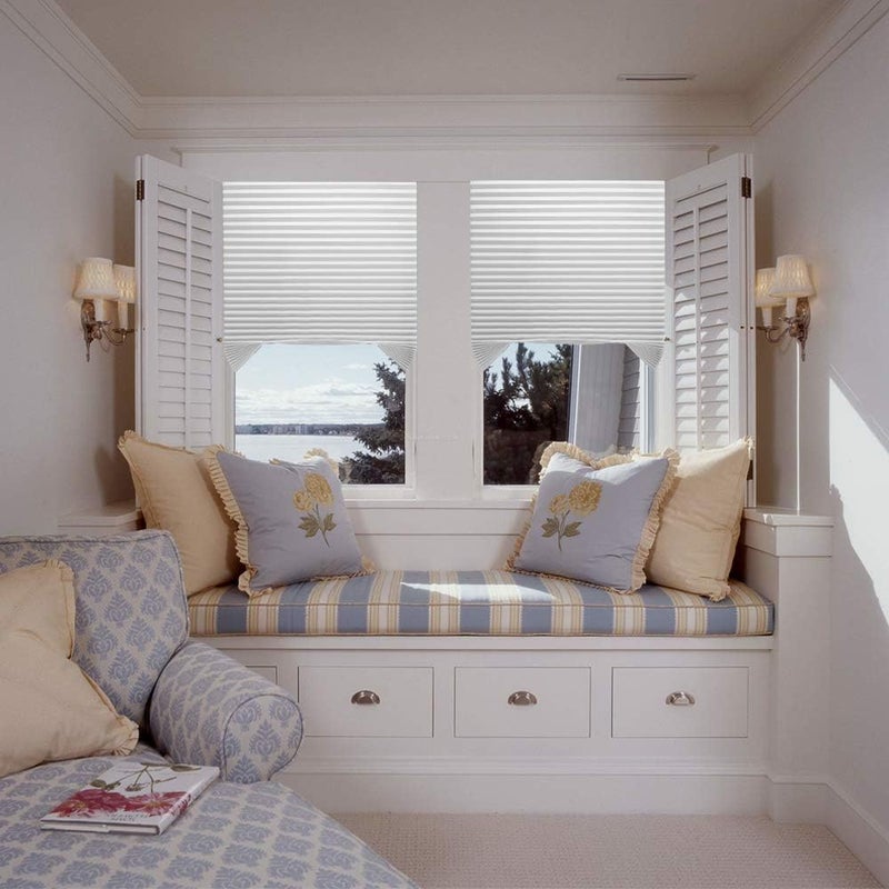 LUCKUP 3 Pack Cordless Light Filtering Pleated Fabric Shade,Easy to Cut and Install, with 6 Clips (48"x72" - 3 Pack, White) … - Image 5