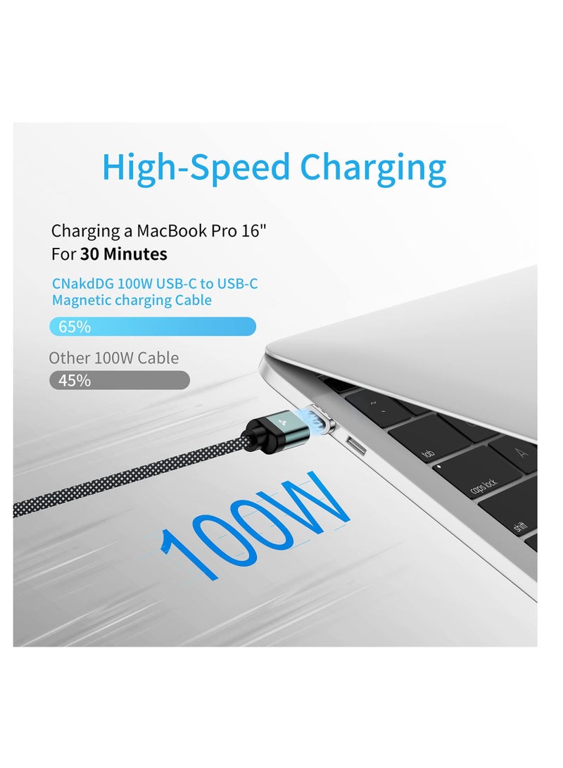 SYOSI، كابل USB C إلى USB C PD65W مع رأسي شفط مغناطيسيين، كابل شحن سريع 5 أمبير لأجهزة iPhone، كابل Type C لأجهزة Samsung، لأجهزة Android، كابلات نقل الملفات عالية السرعة - Image 2