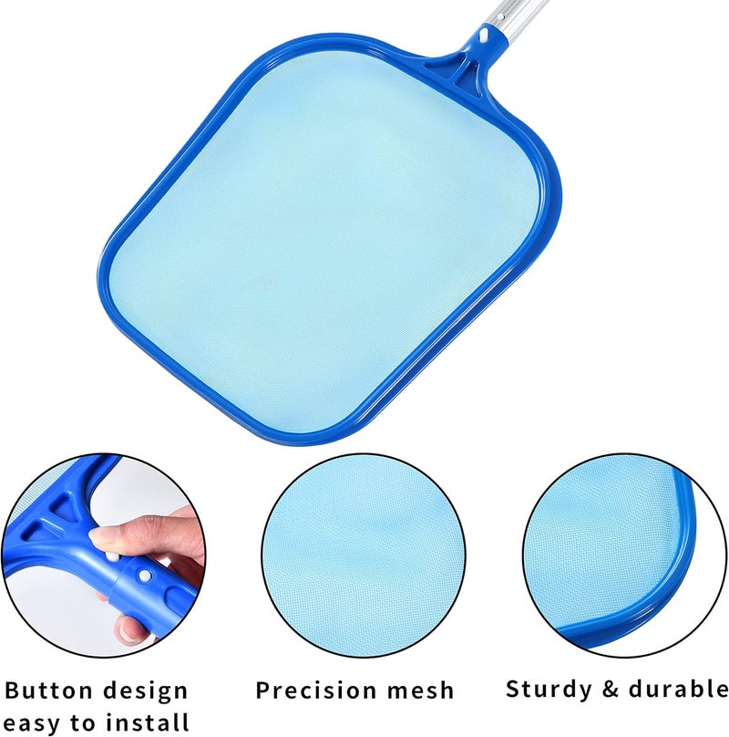 Loiyadn Pool Skimmer - Pool Skimmer Net Flat Screen Head and Long Square Deep Net Head Combination, Width 10.4''/ 14.5'', Skimmer Net with Fine Mesh Net for Cleaning Leaf of Swimming Pools, Blue - Image 3