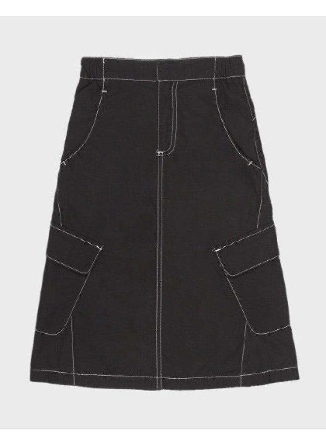 Zara kids' Embroidered Topstitch Cargo A-line Versatile Skirt - Image 1