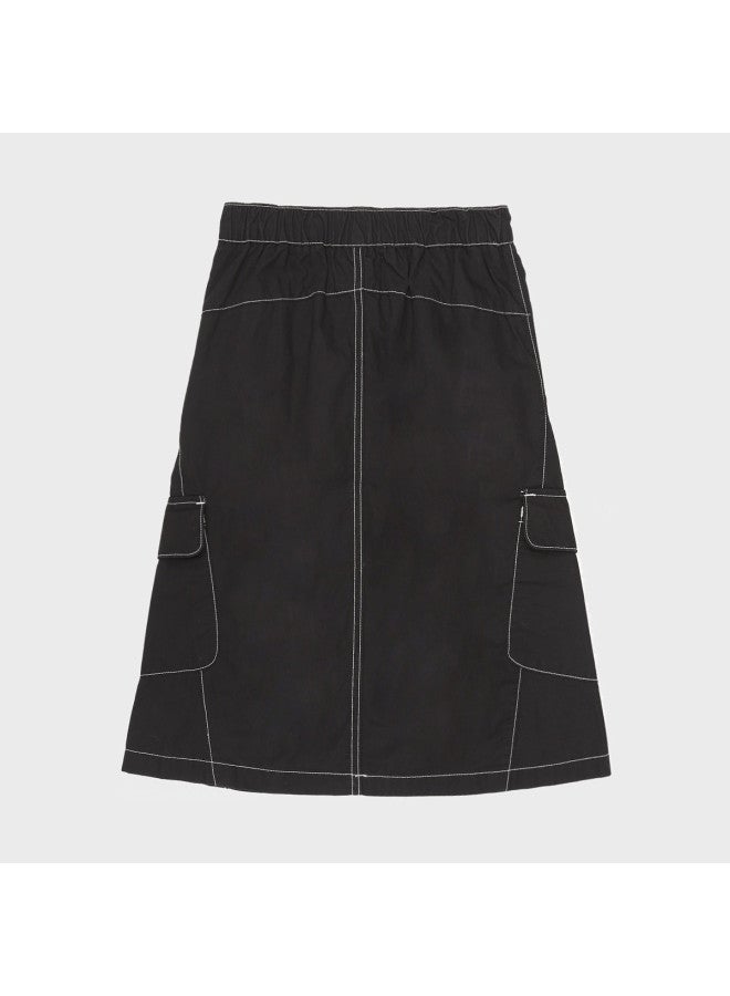 Zara kids' Embroidered Topstitch Cargo A-line Versatile Skirt - Image 3