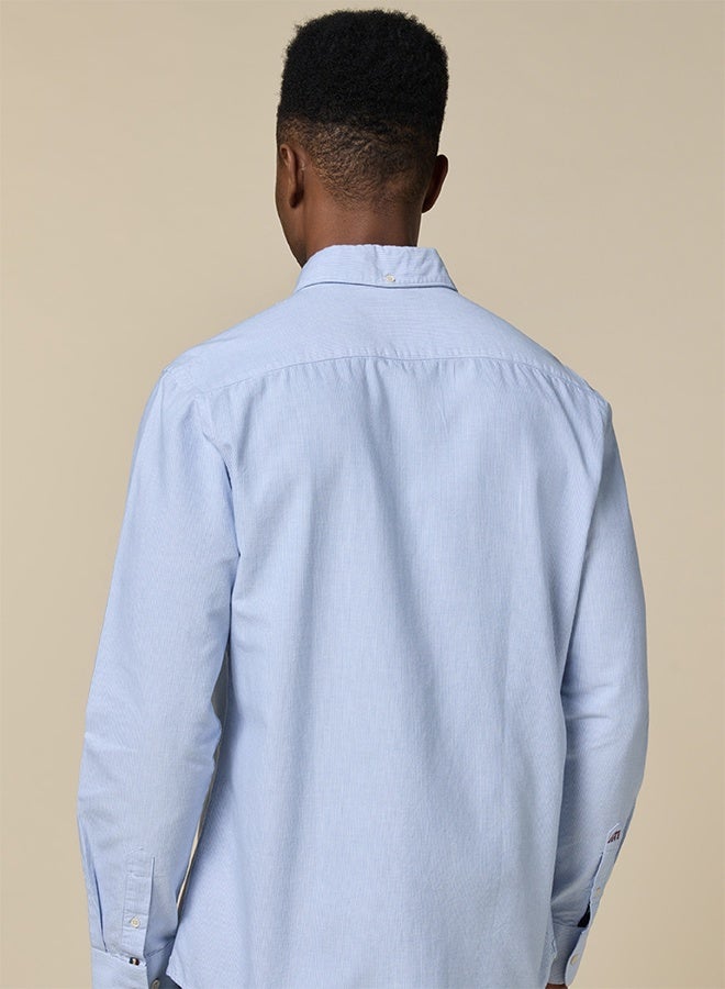 Mannerism The Airy Pinstripe Sky Blue Oxford Shirt with Soft, Light Texture - Image 4