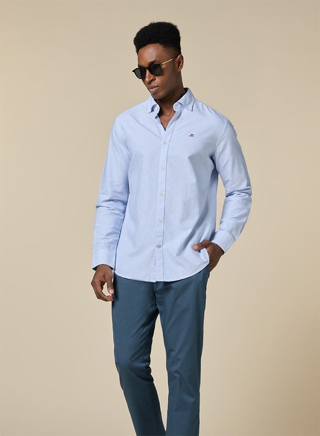 Mannerism The Airy Pinstripe Sky Blue Oxford Shirt with Soft, Light Texture - Image 1