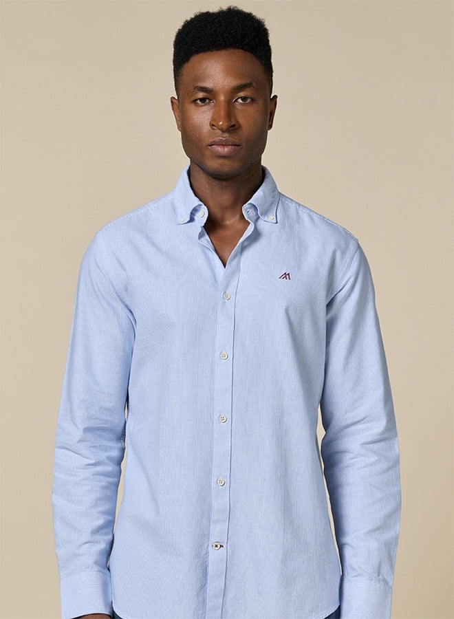 Mannerism The Airy Pinstripe Sky Blue Oxford Shirt with Soft, Light Texture - Image 3