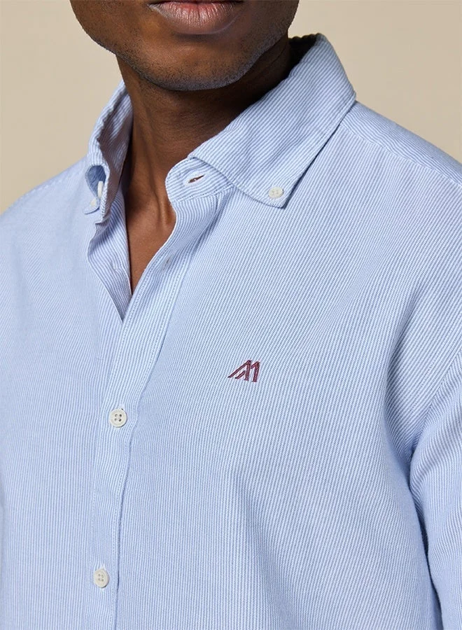 Mannerism The Airy Pinstripe Sky Blue Oxford Shirt with Soft, Light Texture