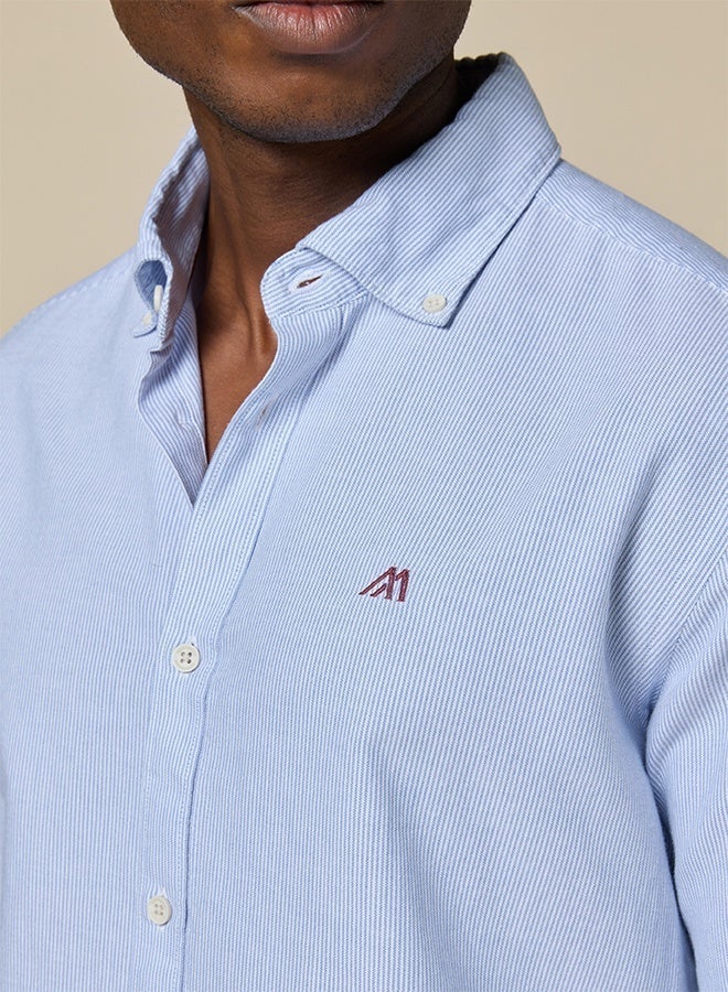 Mannerism The Airy Pinstripe Sky Blue Oxford Shirt with Soft, Light Texture - Image 2