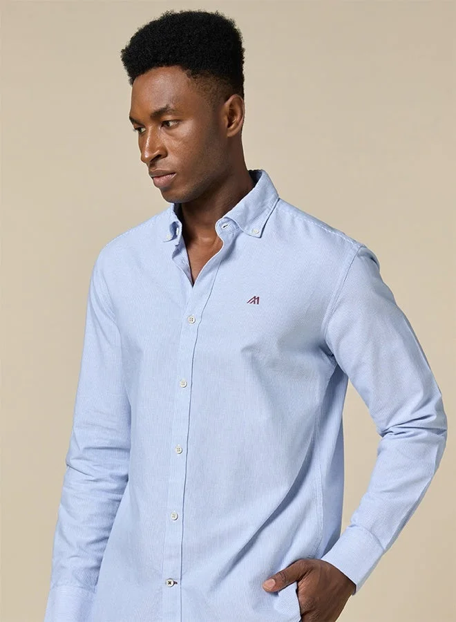 Mannerism The Airy Pinstripe Sky Blue Oxford Shirt with Soft, Light Texture