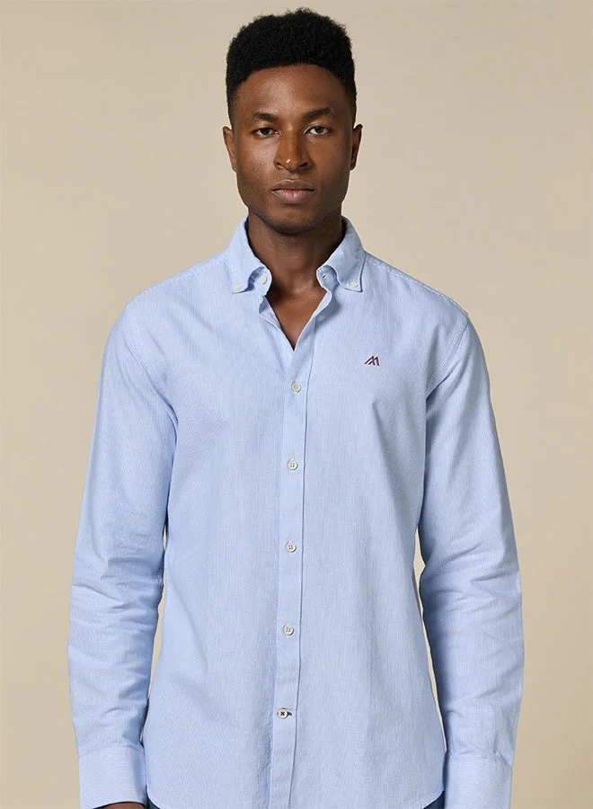 MANNERISM  The Airy Pinstripe Sky Blue Oxford Shirt with Soft, Light Texture for Men | Best Price UAE