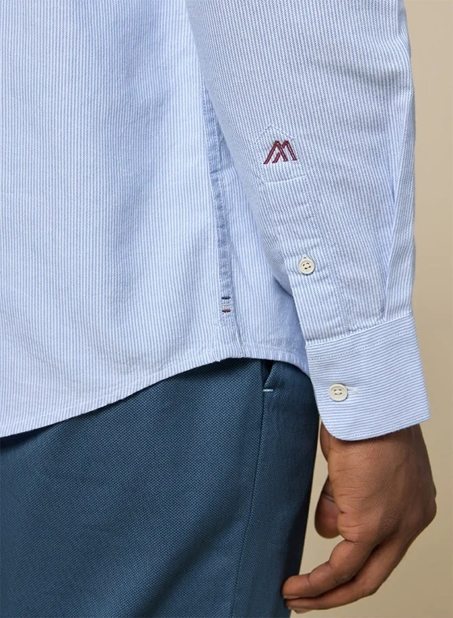 MANNERISM  The Airy Pinstripe Sky Blue Oxford Shirt with Soft, Light Texture for Men | Best Price UAE