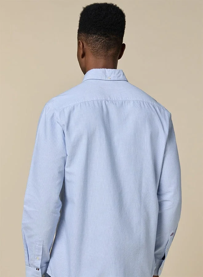 MANNERISM  The Airy Pinstripe Sky Blue Oxford Shirt with Soft, Light Texture for Men | Best Price UAE