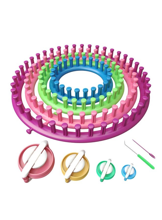 READAEER Round Knitting Looms Set Craft Kit Tool with Hook Needle and Pompom Maker - Image 1
