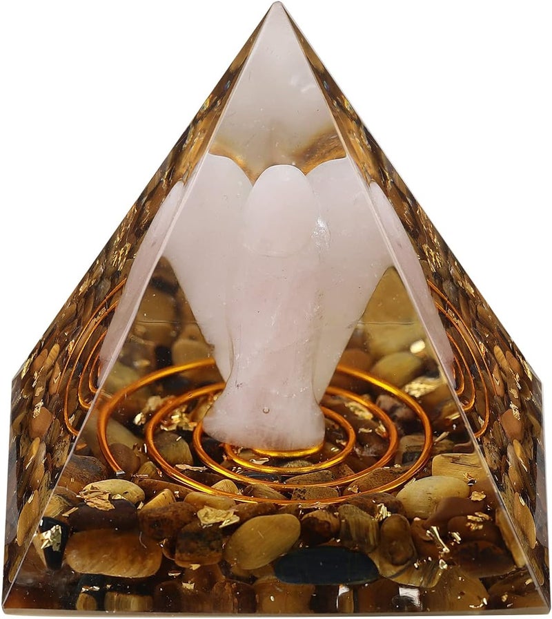 هرم أورغون ملاك الحارس روك كلاود كريستال شفاء مولد طاقة موازن الشاكرات لليوغا والتأمل والحماية، عين النمر