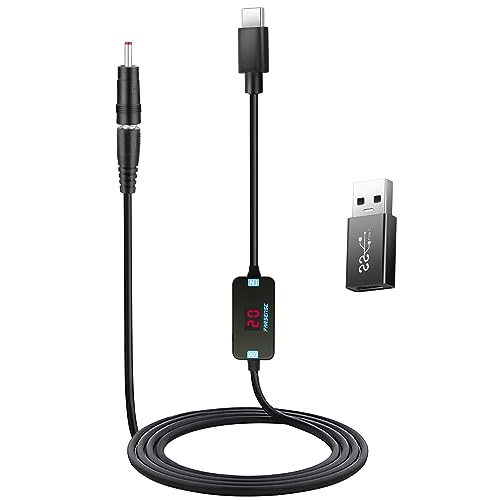 FARSENSE USB C to DC Adapter,Barrel PD Trigger Cable(3.3ft) with USB A to USB C Tips/3.5x1.35mm Tips,USB to DC Power Cable can Switching and LED Display Voltage - Image 1