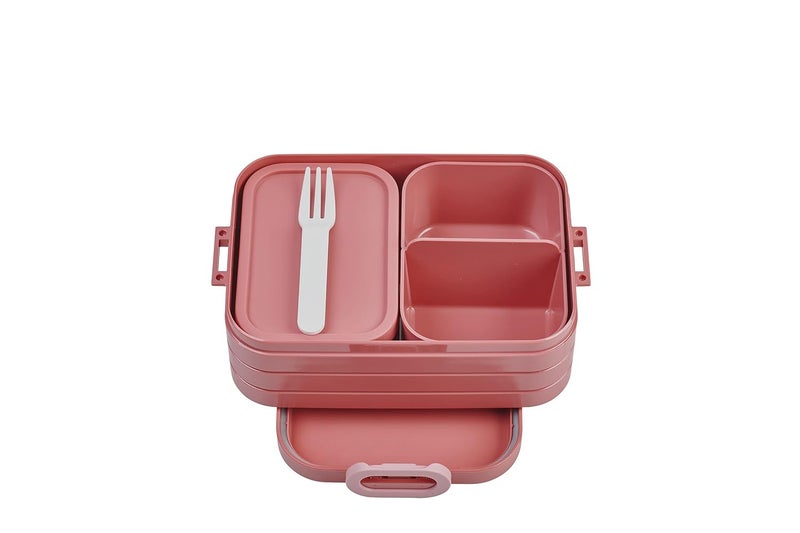 Mepal Bento Box Midi - Lunch Box With Bento Box - For 2 Sandwiches or 4 Slices of Bread - Lunch Box For Sandwiches, Small Snacks & Left Overs - Lunch Box Adults - Vivid mauve